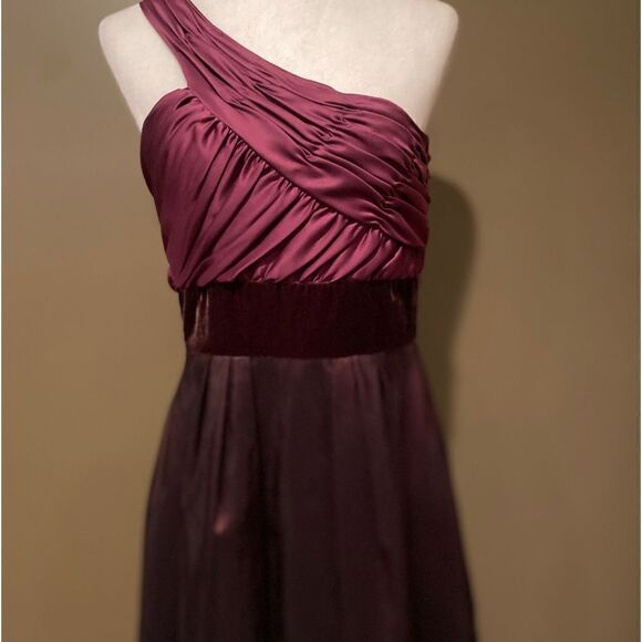 Max And Cleo One Shoulder Party Dress Satin Velvet  Pockets Size 10 - Picture 3 of 12